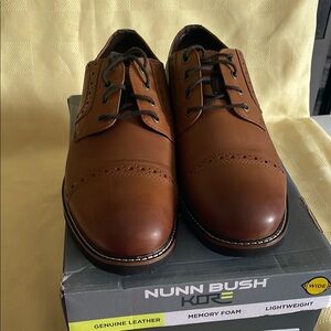 Nunn Bush Brown Leather Derby Oxfords with Broguing